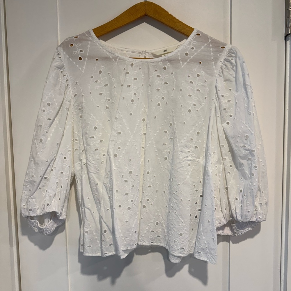 H&M White Eyelet Blouse